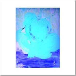 DO NOT GO INTO THAT BLUE NIGHT, ABSTRACT ICE ROSE Posters and Art